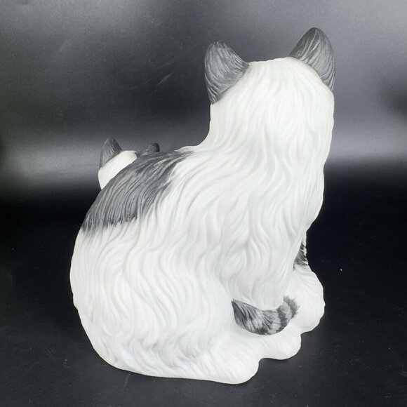 Homco Black White Mother Cat Kitty with Kittens Figurine Large Ceramic Figure - Picture 6 of 10